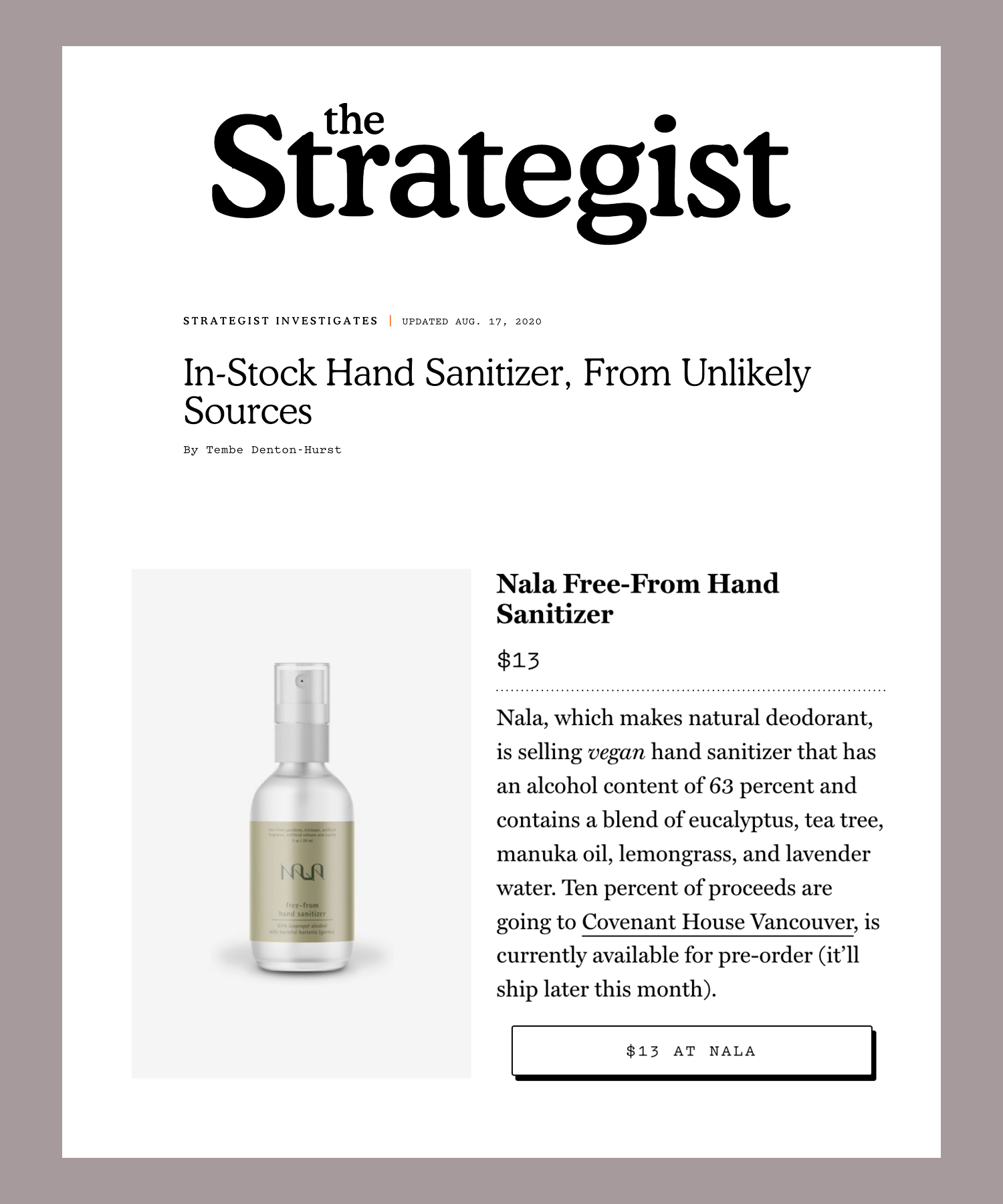 In-Stock Hand Sanitizer, From Unlikely Sources
