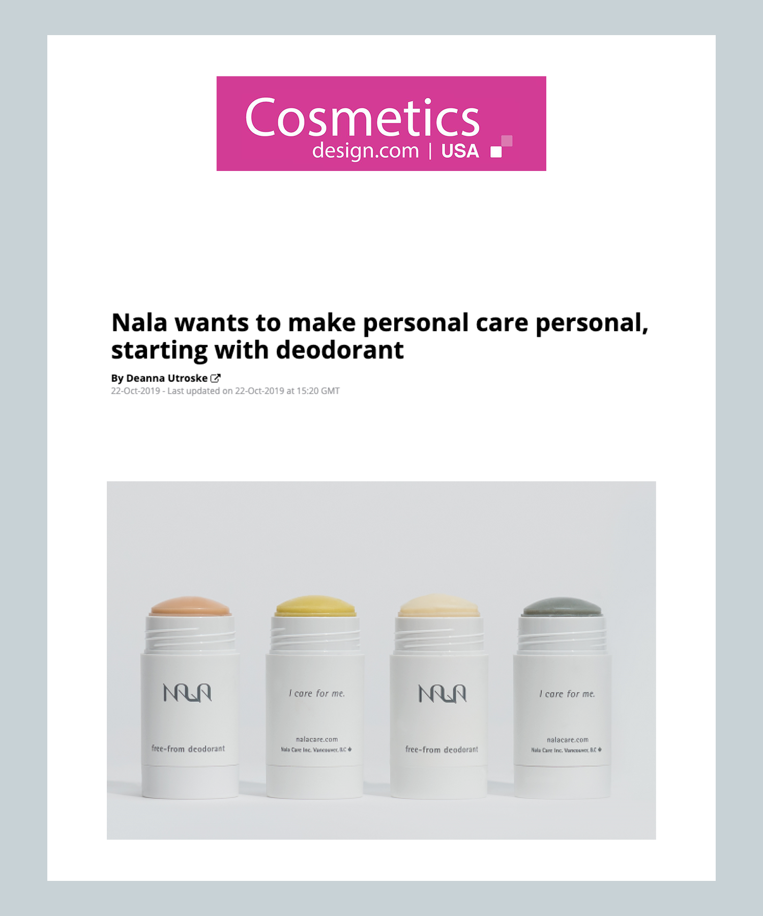 Nala wants to make personal care personal, starting with deodorant