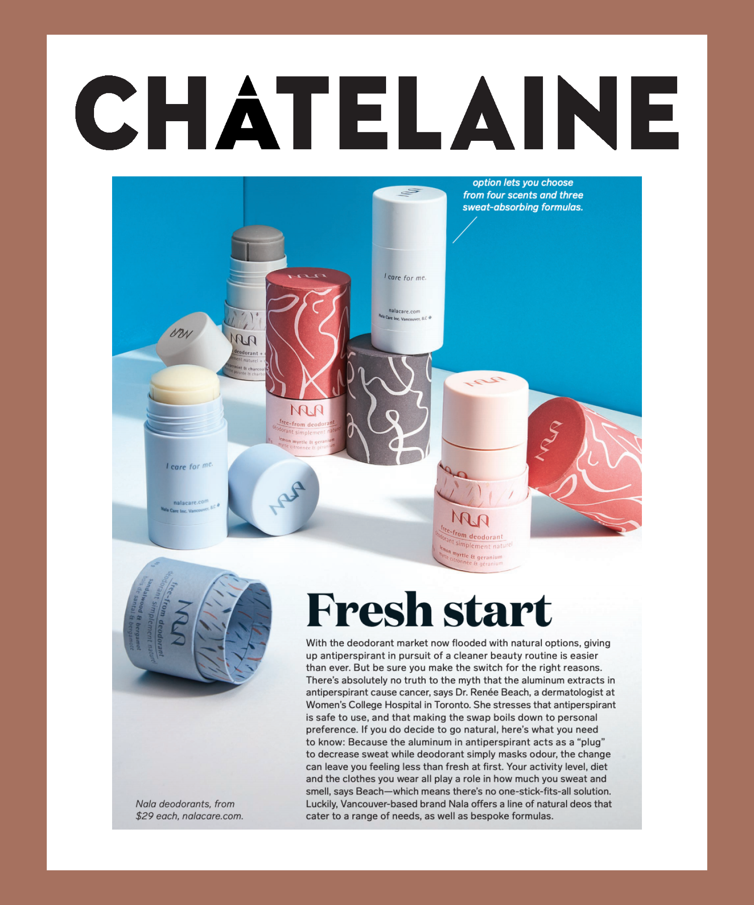 In print: Fresh Start - Nala Feature in Chatelaine