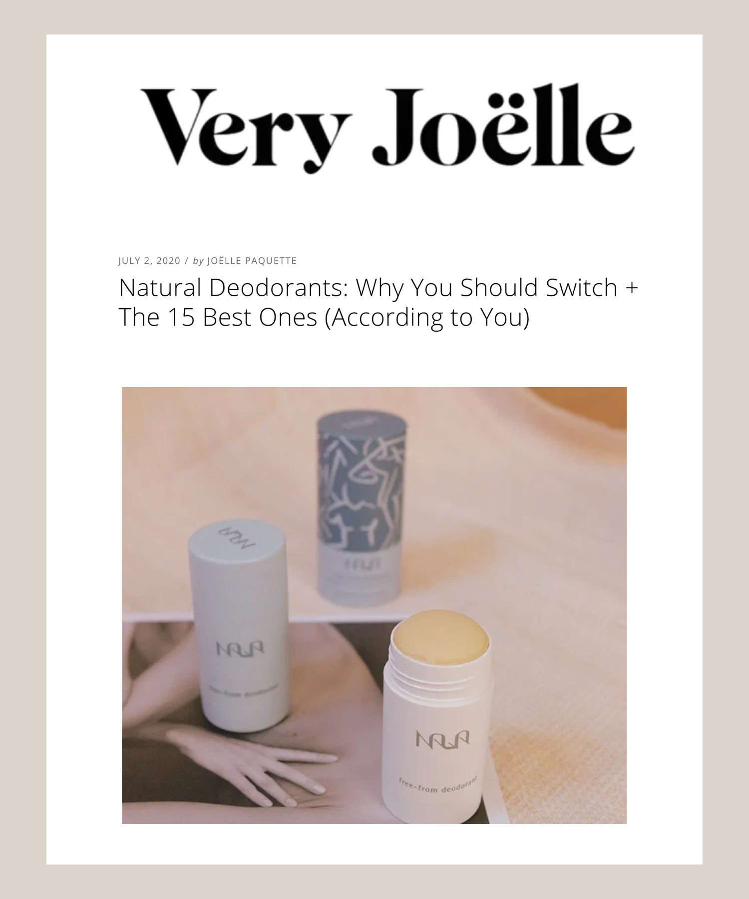 Very Joelle: Natural Deodorants, Why You Should Switch + The 15 Best Ones (According to You)